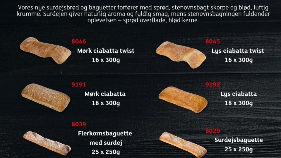 Vi glæder os til at præsentere mange nye stenovnsbagte surdejsprodukter