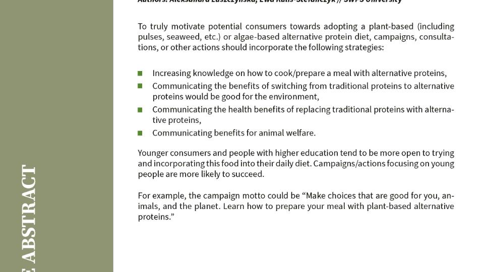 How to motivate consumers to choose plant-based alternative protein food products