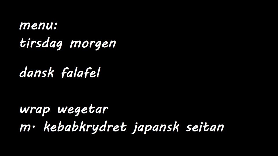 Morgen menu - tirsdag