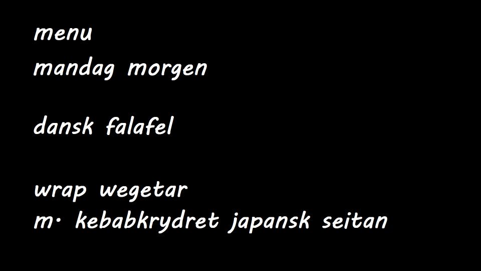 Morgen menu - mandag