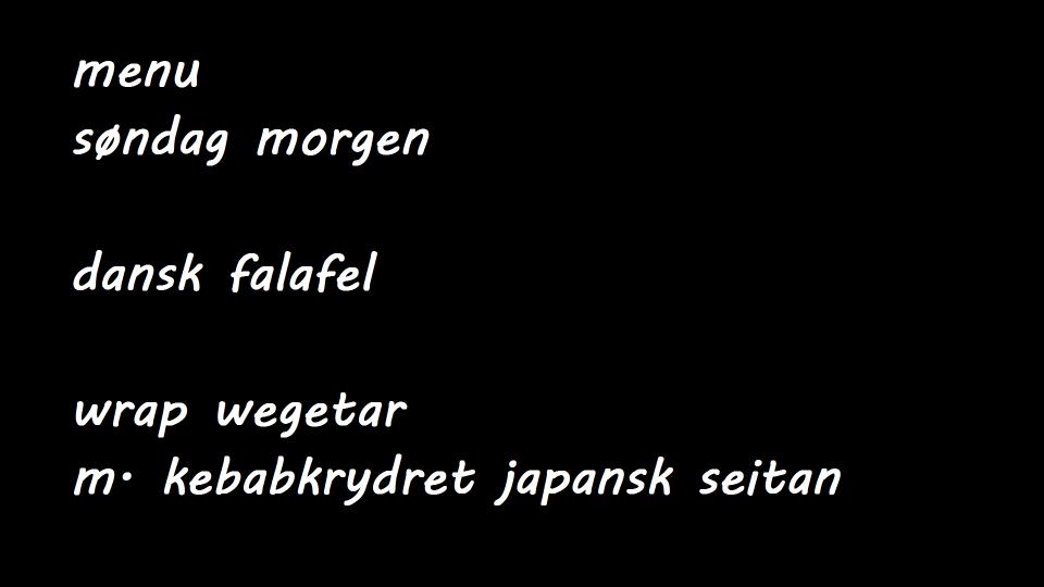 Morgen menu - søndag